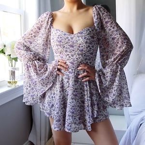 Lilac Floral Milkmaid Romper